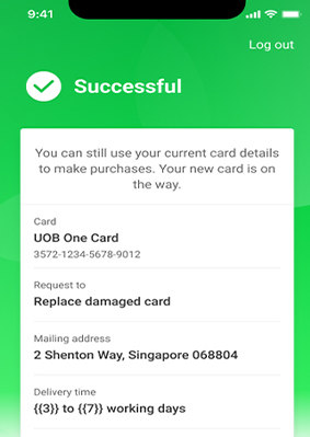 Your card replacement request is successful.